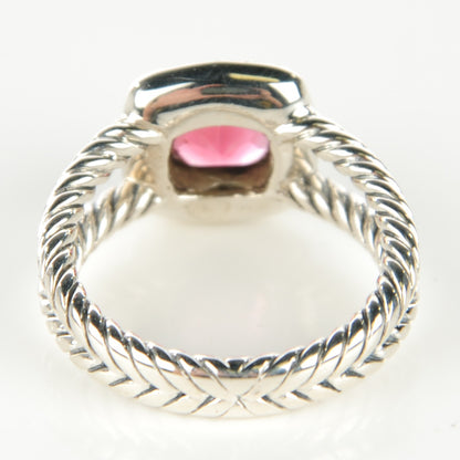 David Yurman Sterling Silver Diamond Pink Tourmaline 7mm Petite Albion Ring 52 6 3 of 5