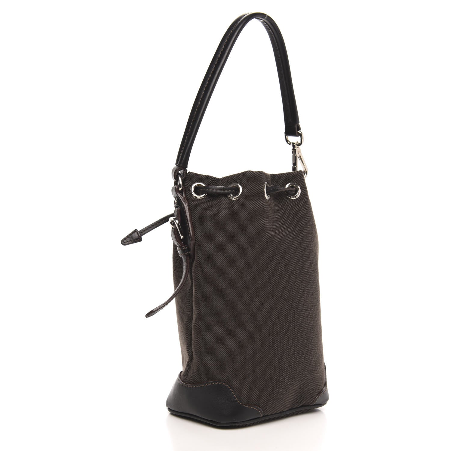Prada Jacquard Logo Bucket Bag Brown 3 of 9