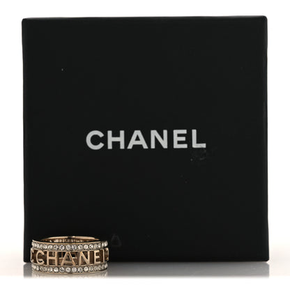 Chanel Metal Crystal Bow-tiful CC Logo Ring 53 6.5 Gold 5 of 5