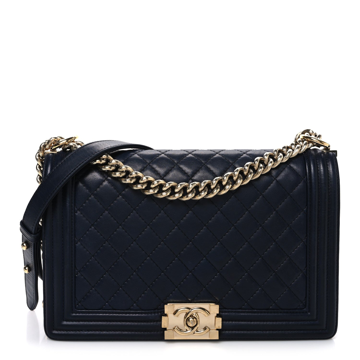 Chanel Lambskin Quilted New Medium Boy Flap Navy 1 of 11