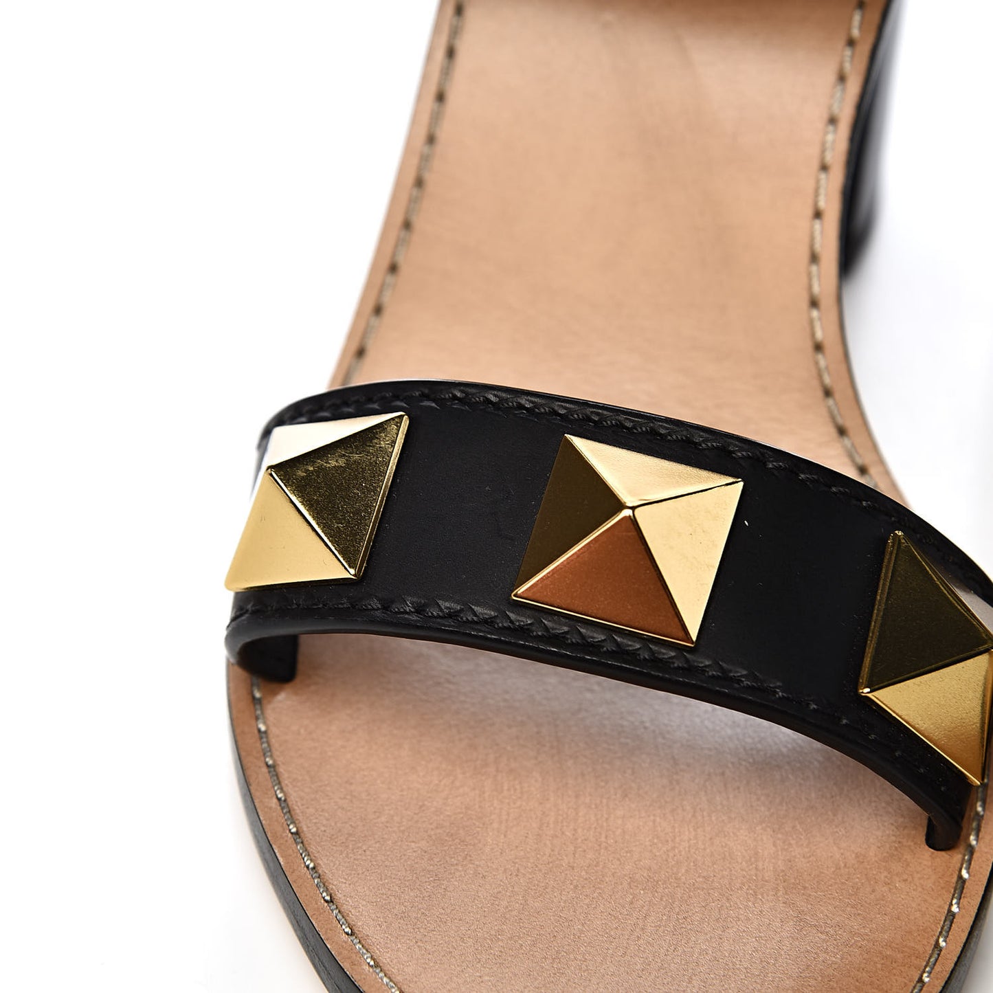 Calfskin Macro Rockstud Ankle Strap 100mm Sandals 36 Black