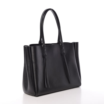 Lanvin Smooth Calfskin Small Fringe Shopper Tote Black 4 of 9