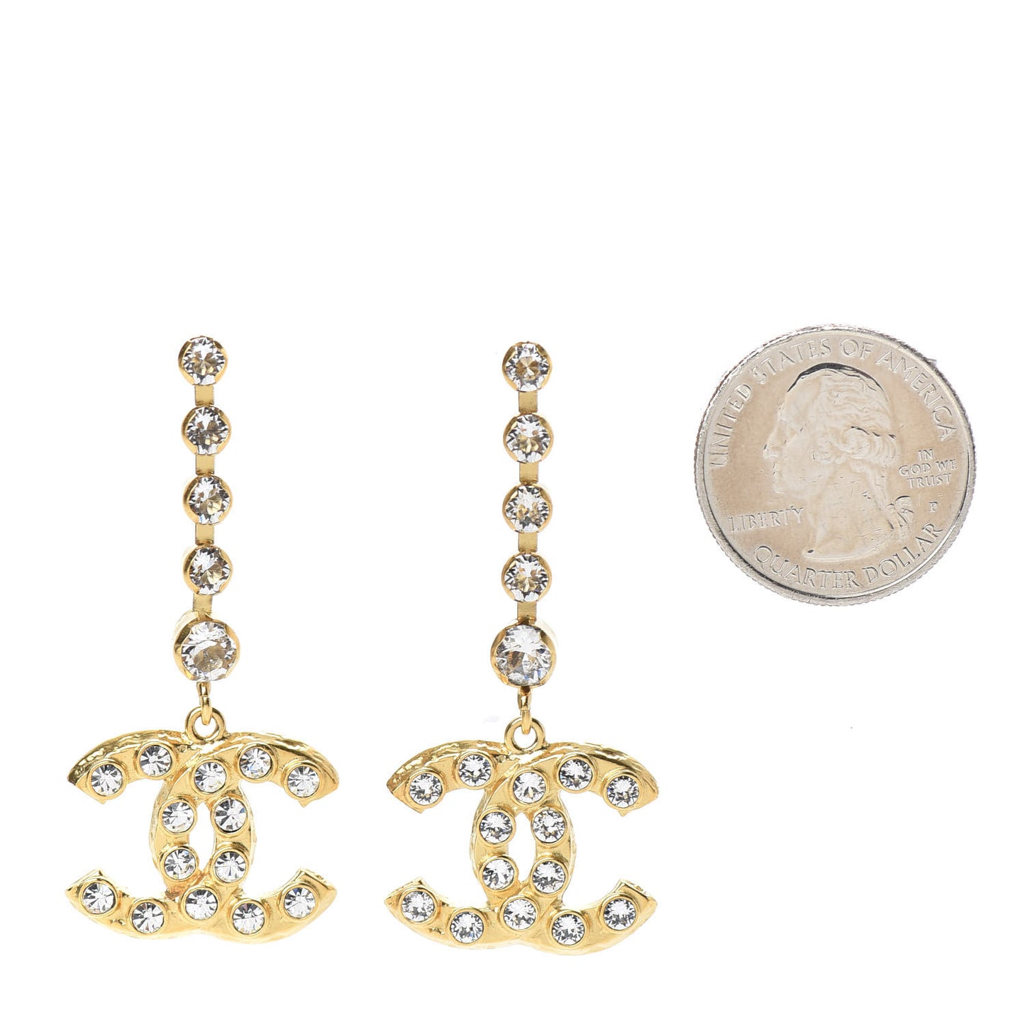 CC Crystal Drop Earrings Gold