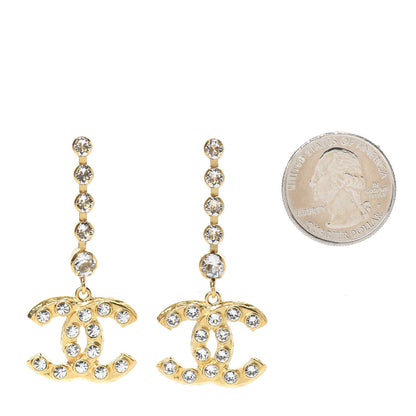 Chanel CC Crystal Drop Earrings Gold 2 of 6