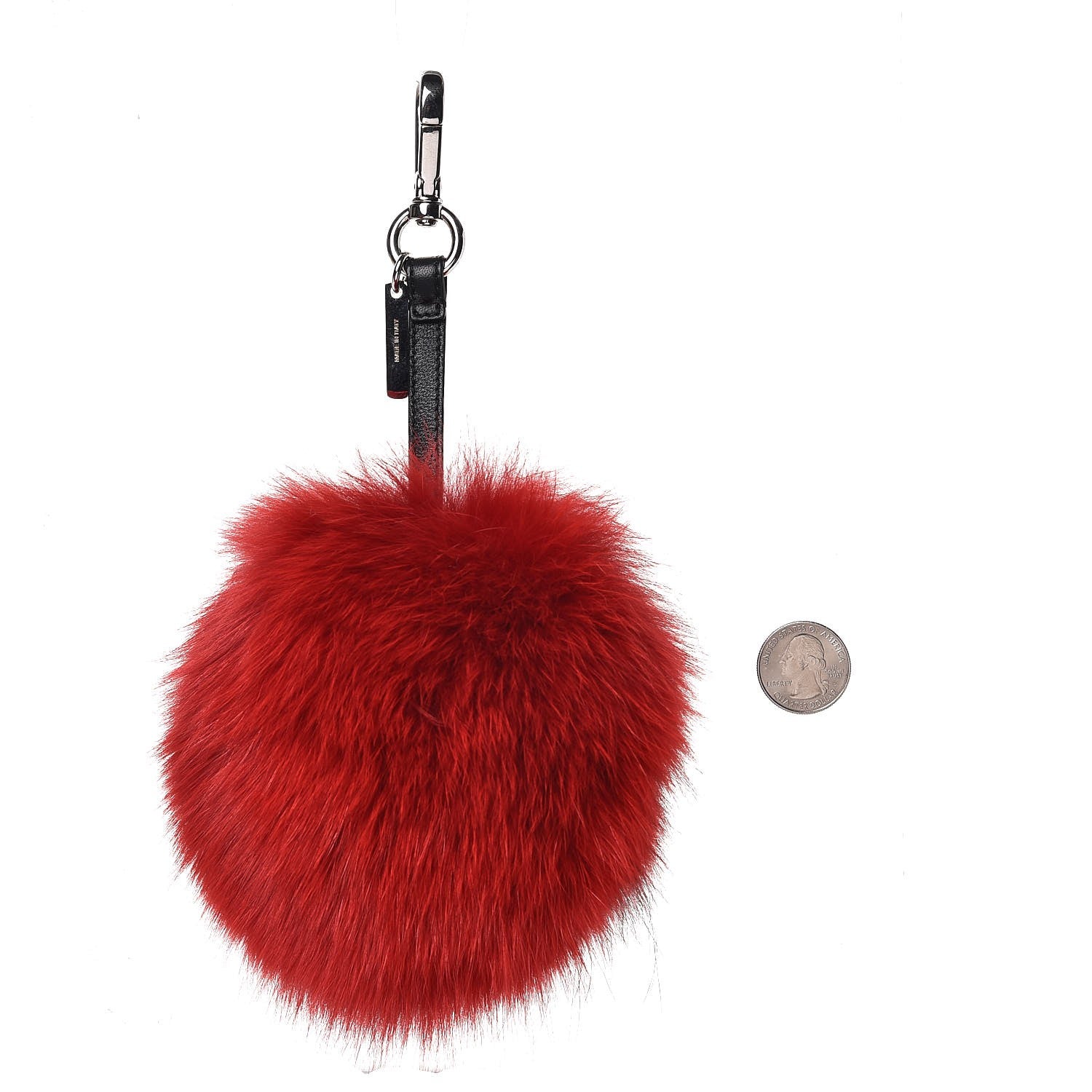 Fendi Fox Fur Pom Pom Monster Face Bag Charm Red Black 2 of 6