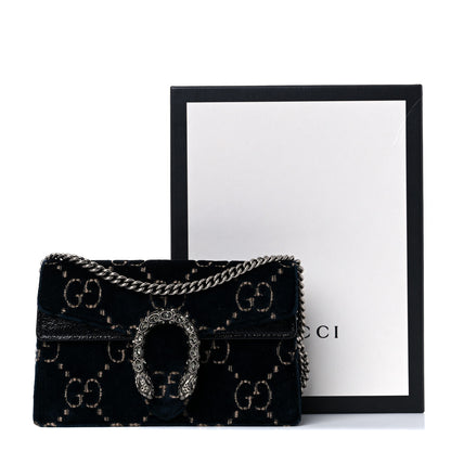 Gucci Velvet GG Monogram Super Mini Dionysus Shoulder Bag Blue Beige Black 13 of 13