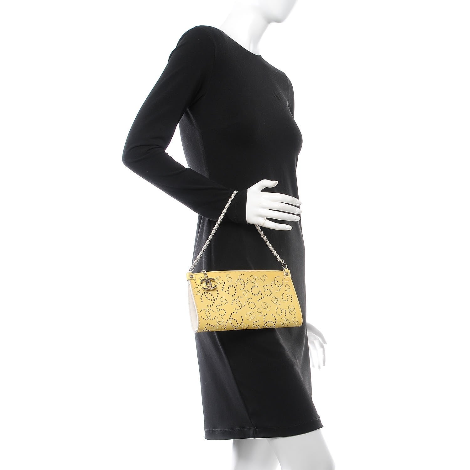 Chanel Patent Perforated CC N°5 Clutch Yellow 2 of 10