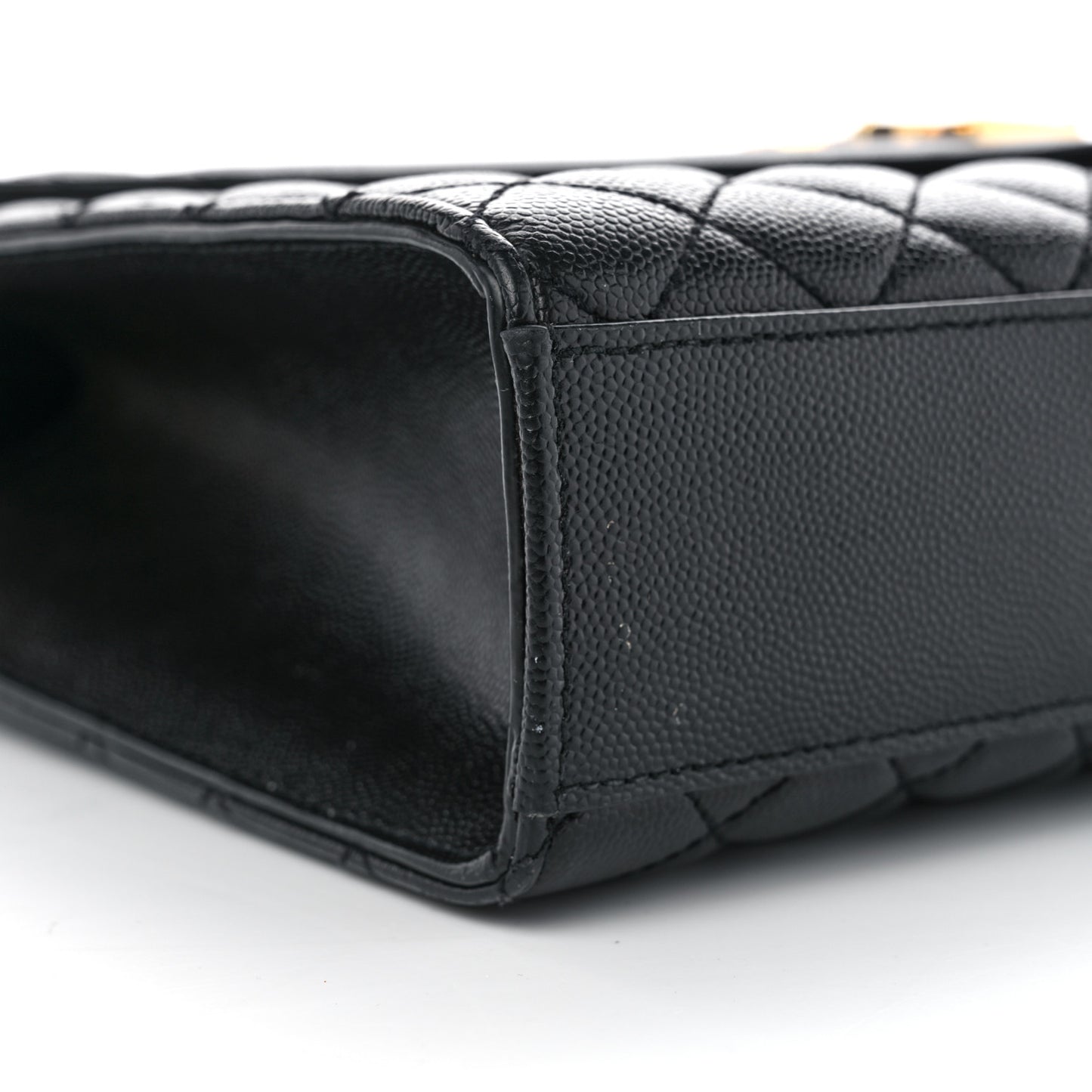 Grain De Poudre Textured Mixed Matelasse Large Triquilt Monogram Satchel Black