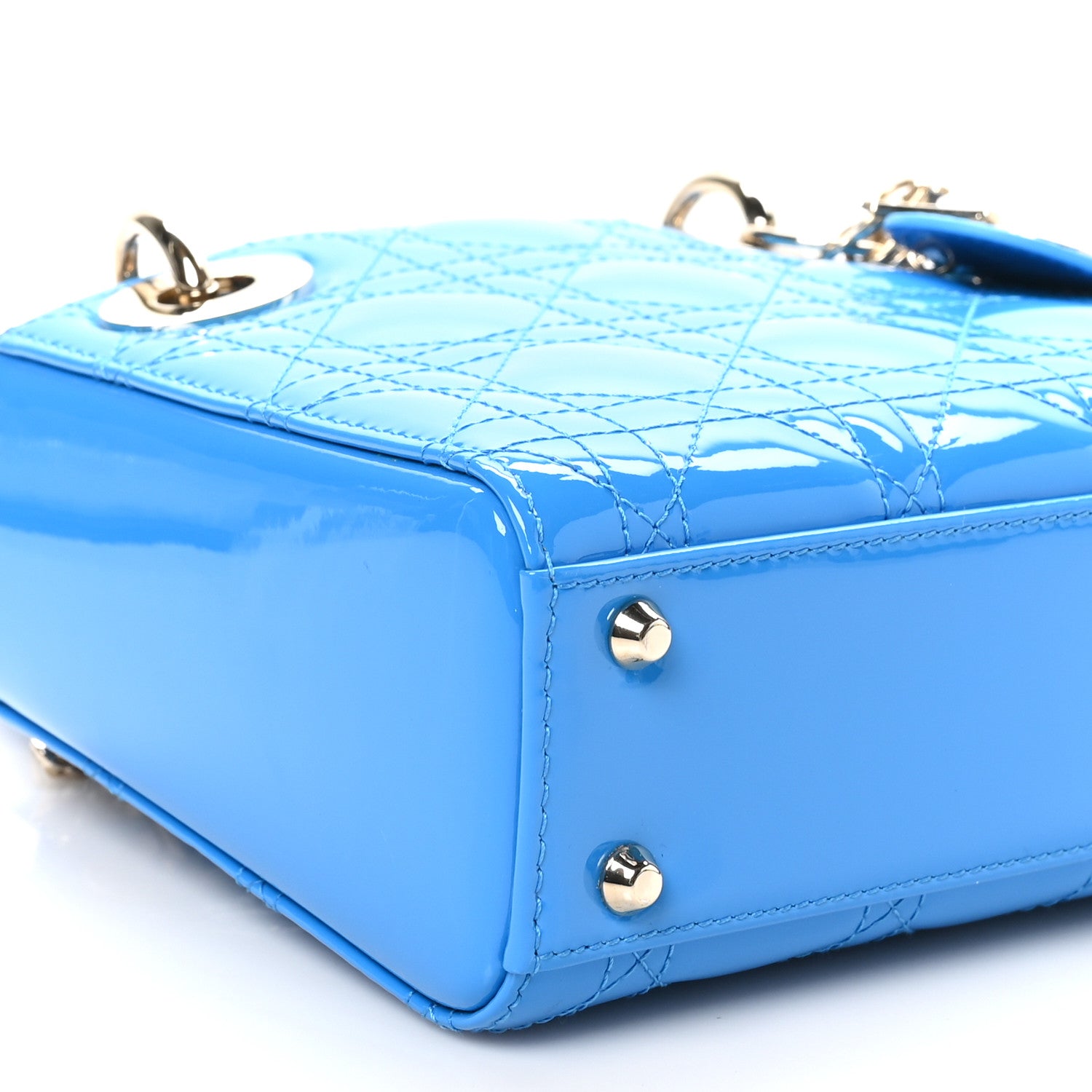 Christian Dior Patent Cannage Mini Lady Dior Blue Dior Blue 8 of 9
