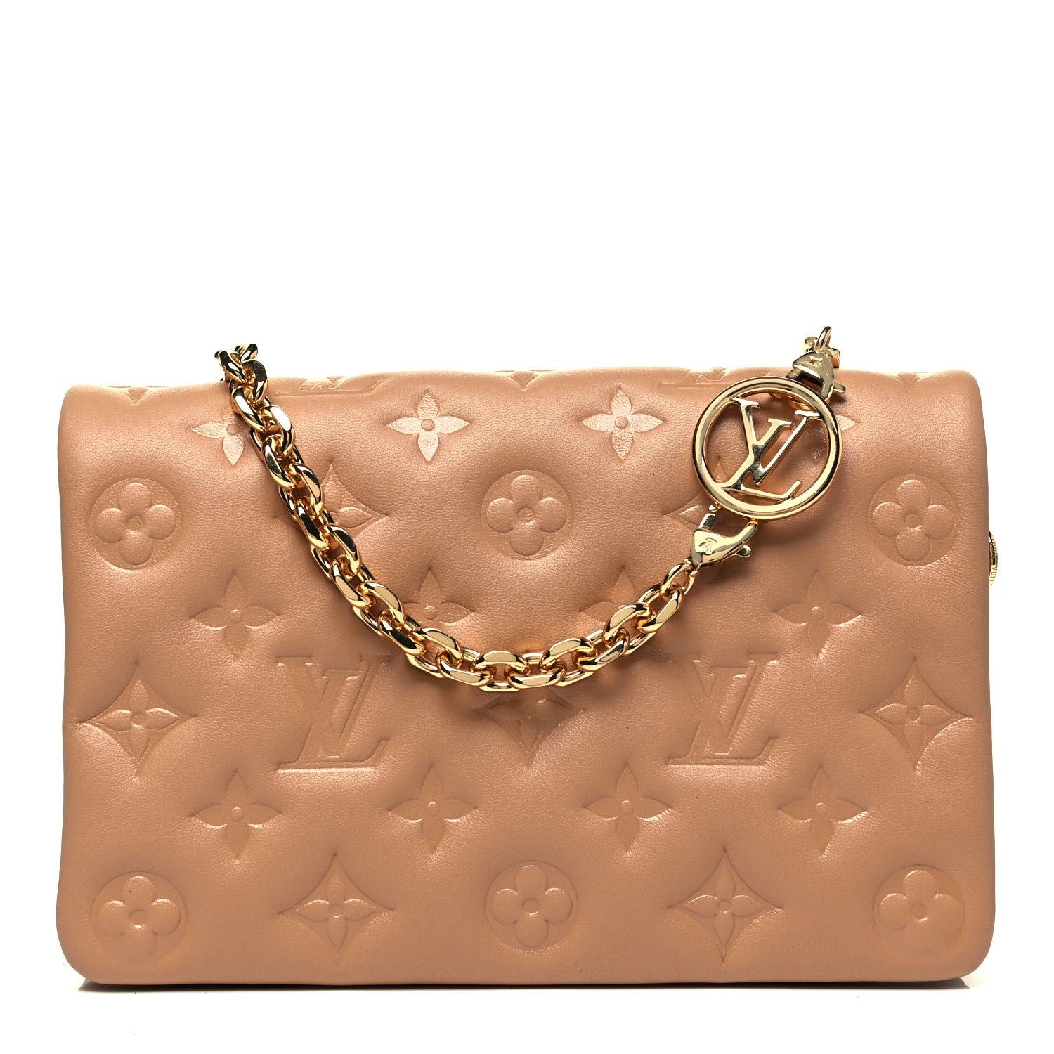 Louis Vuitton Lambskin Embossed Monogram Pochette Coussin Camel 1 of 8