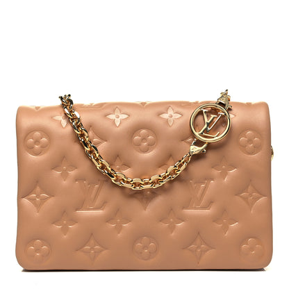 Louis Vuitton Lambskin Embossed Monogram Pochette Coussin Camel 1 of 8
