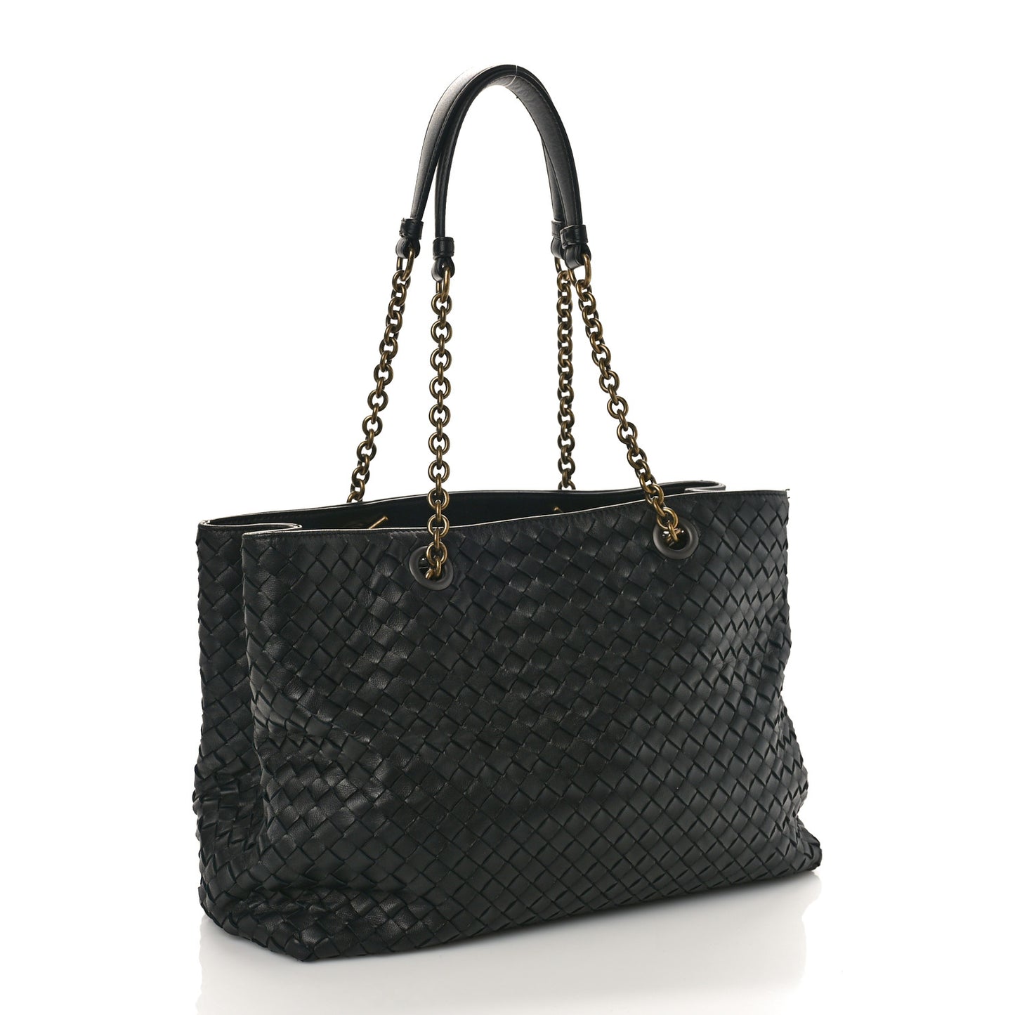 Nappa Intrecciato Medium Classic Chain Strap Tote Black