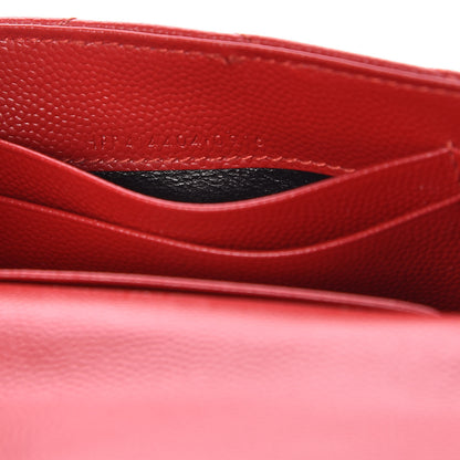 Saint Laurent Grain De Poudre Matelasse Chevron Small Monogram Envelope Wallet New Red 8 of 8