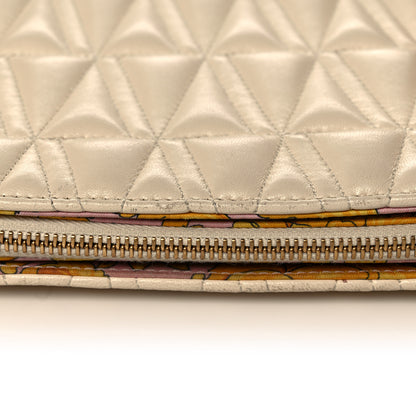 Versace Nappa Barocco Quilted Virtus Chain Shoulder Bag Ecru 18 of 19