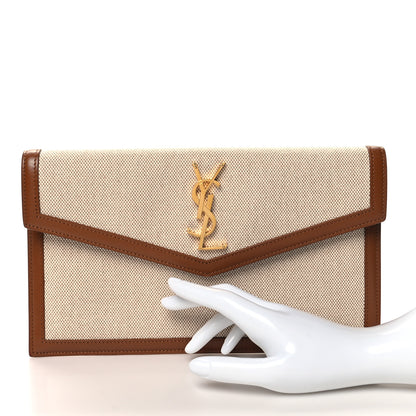 Saint Laurent Canvas Uptown Pouch Natural Beige Brick 2 of 9