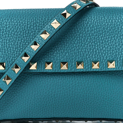 Valentino Garavani Grainy Calfskin Rockstud Crossbody Pouch Ultra Marine Green 8 of 11