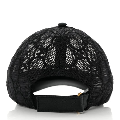 Gucci Mesh GG Monogram Embroidered Shivali Baseball Hat S 56 Black 4 of 10