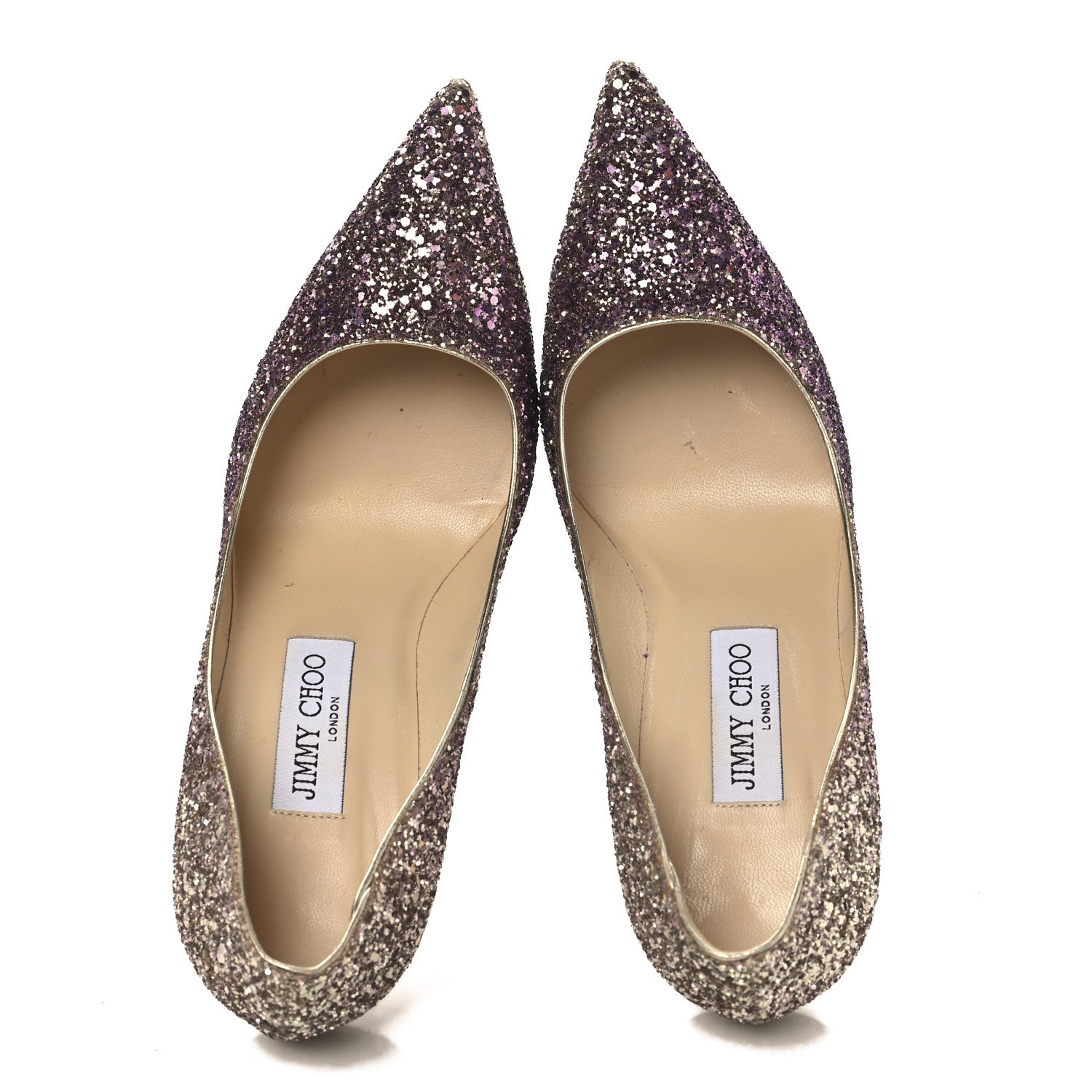 Jimmy Choo Coarse Glitter Degrade Abel Pumps 38.5 Boho Pink Gold 2 of 9