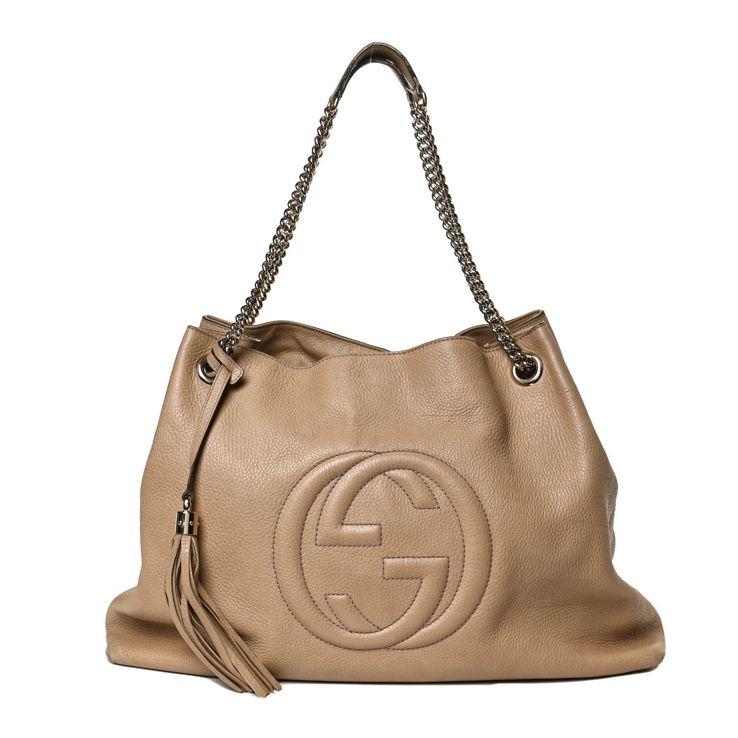 Gucci Pebbled Calfskin Large Soho Chain Shoulder Bag Nude 1 of 13