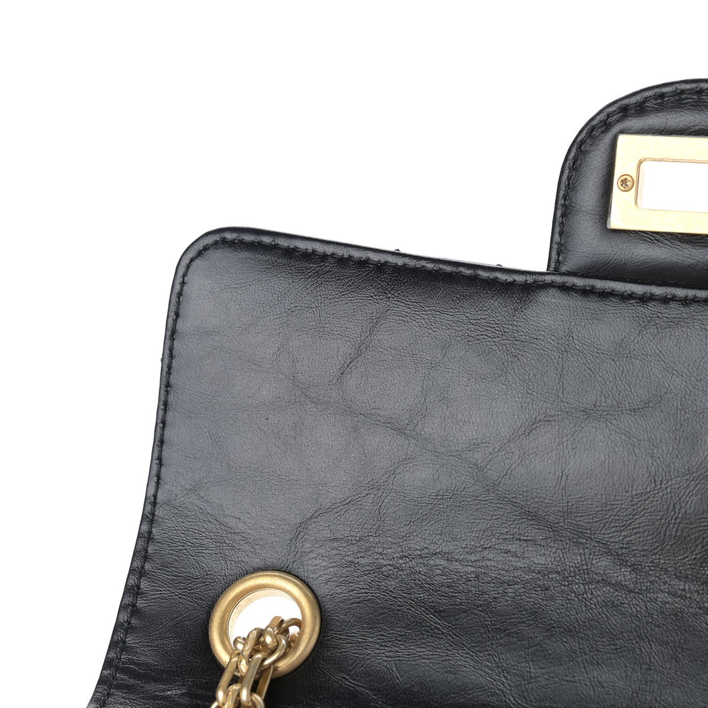 Aged Calfskin Chevron Quilted 2.55 Reissue Mini Flap Black