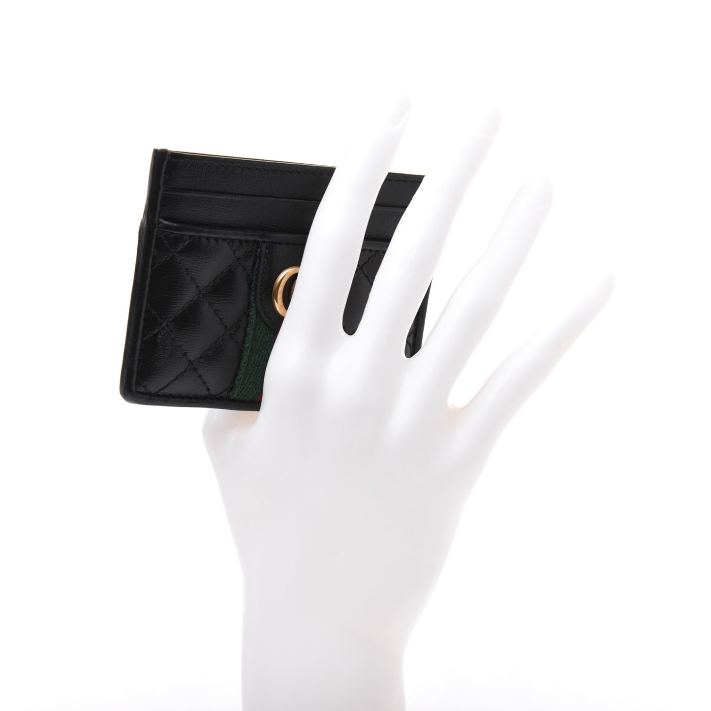 Calfskin Web Trapuntata Ophidia Card Holder Black