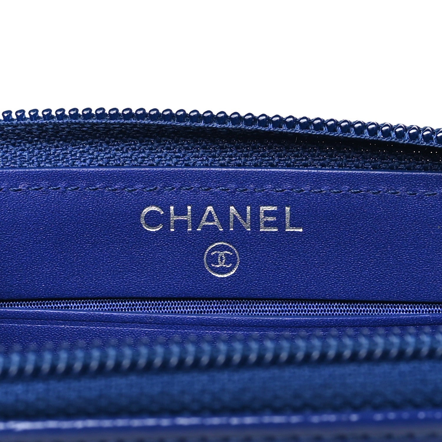 Chanel Patent Caviar Timeless CC Small Gusset Zip Around Wallet  Blue 6 of 9