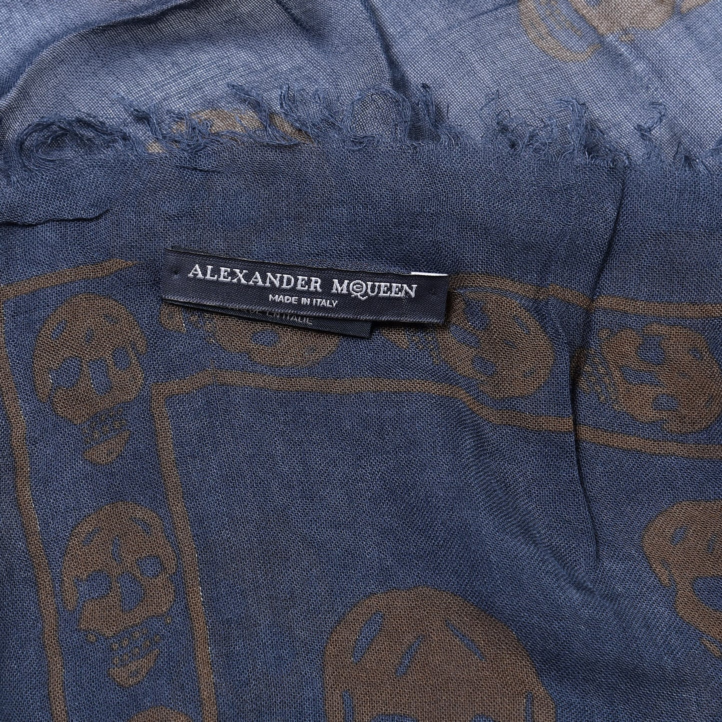 Modal Silk Skull Scarf Blue Khaki