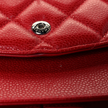 Chanel Caviar Quilted Jumbo Double Flap Red 10 of 11