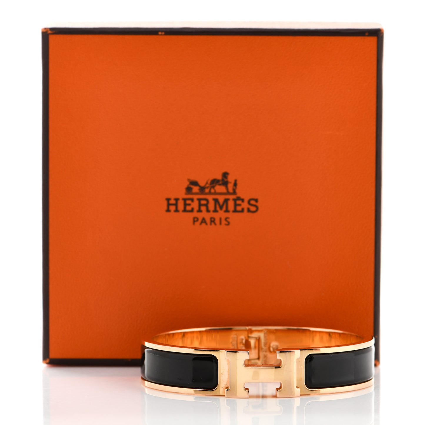Enamel Narrow Clic Clac H Bracelet PM Black