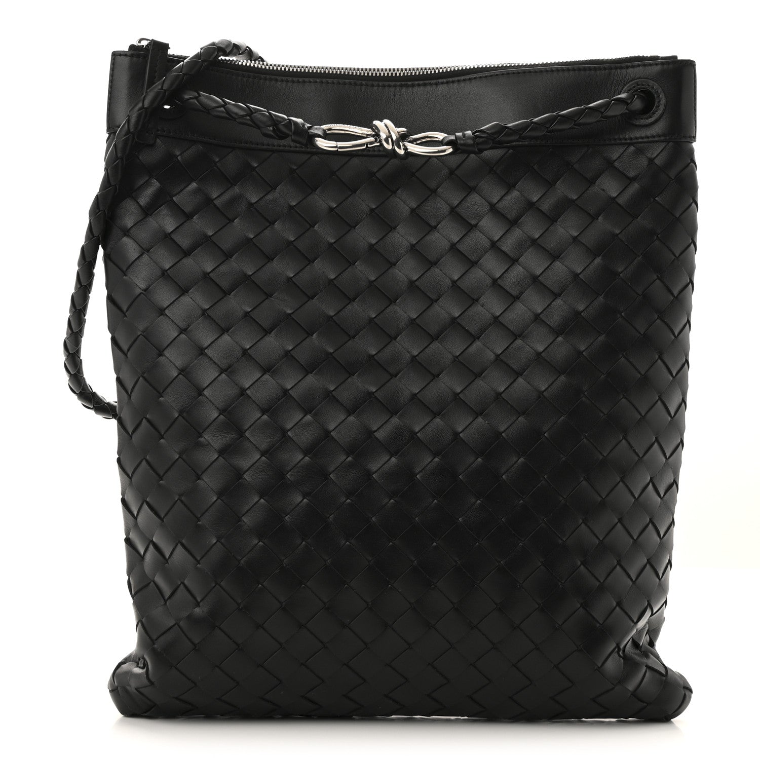 Bottega Veneta Nappa Intrecciato Andiamo Flat Messenger Black 1 of 11