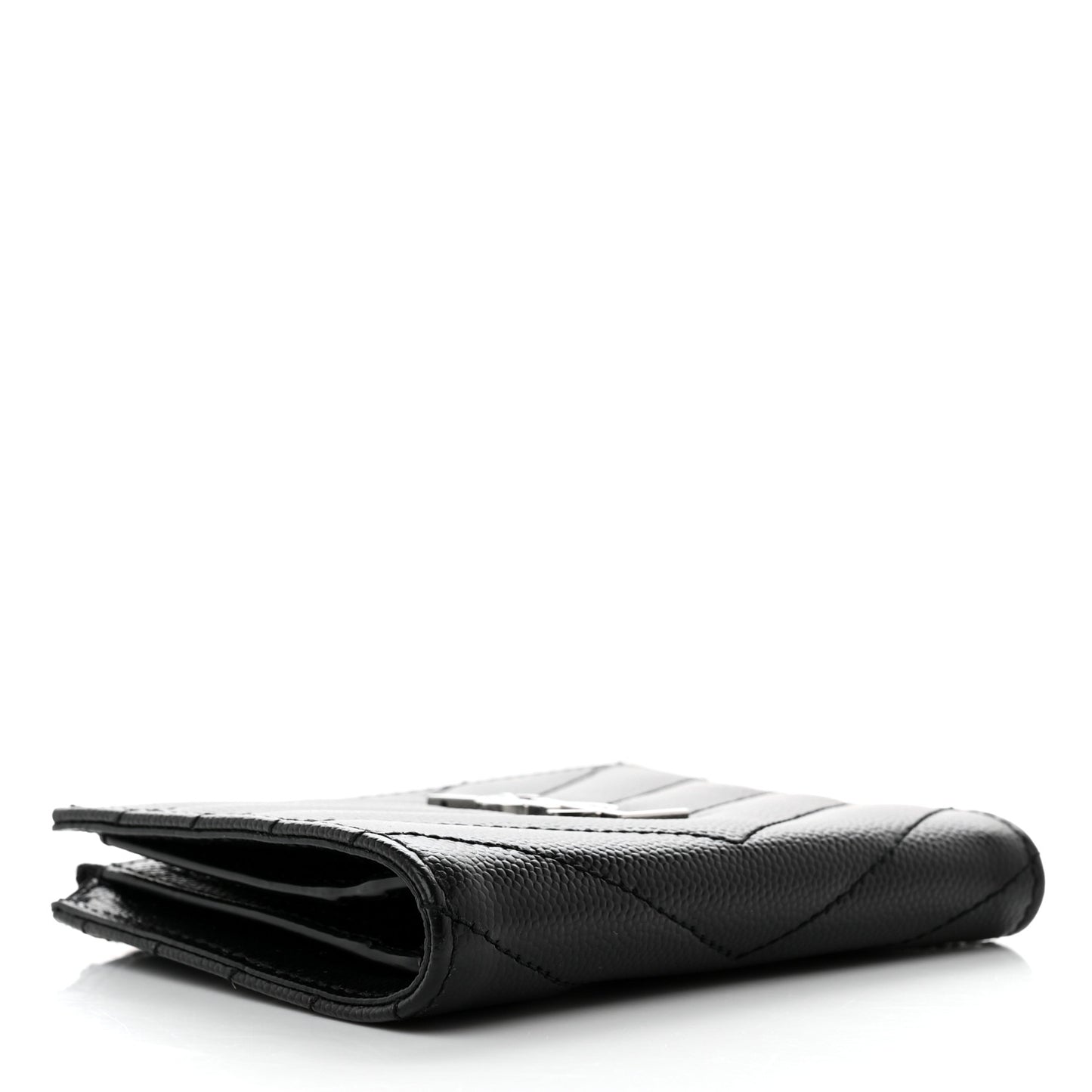 Grain De Poudre Matelasse Chevron Monogram Zipped Card Case Black