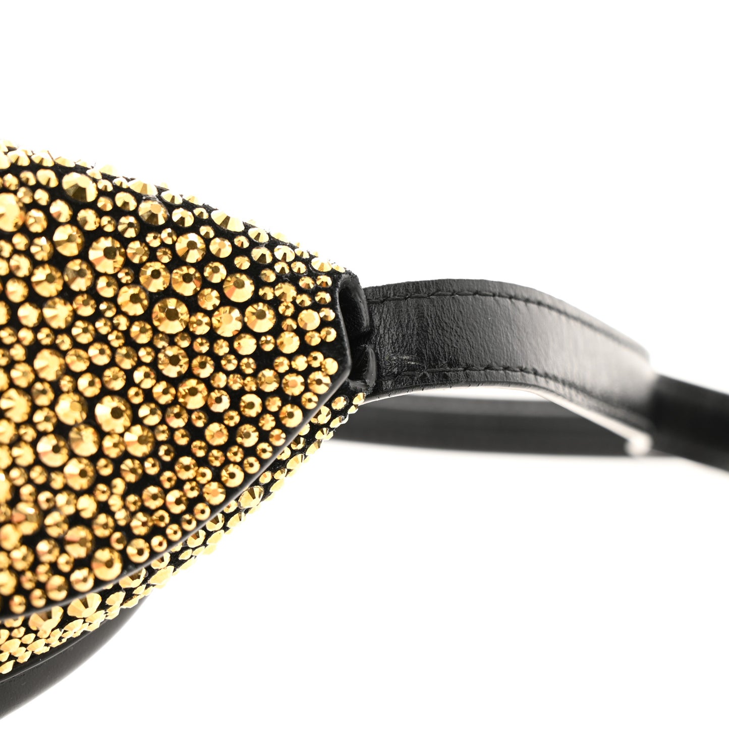 Metallic Calfskin Crystal Micro Curve Bucket Bag Gold Black