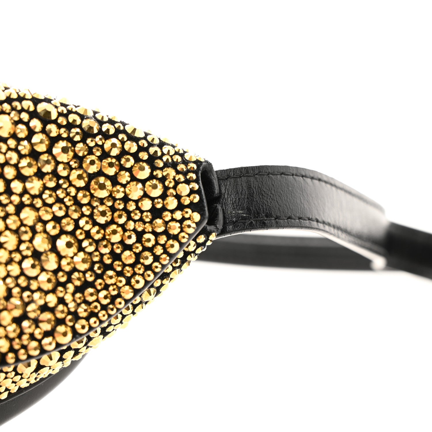 Alexander McQueen Metallic Calfskin Crystal Micro Curve Bucket Bag Gold Black 12 of 13