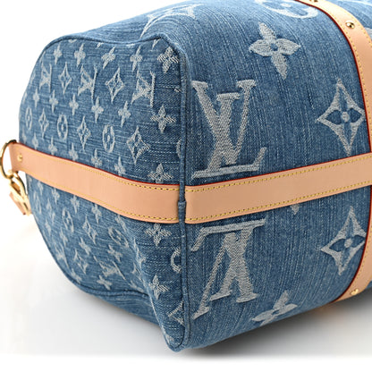 Louis Vuitton Denim Monogram New LV Remix Keepall Bandouliere 45 Blue 7 of 8