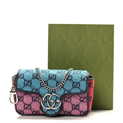 Gucci Monogram Multicolor Matelasse Diagonal Super Mini GG Marmont Shoulder Bag Light Blue Pink Blue Green Red 10 of 11
