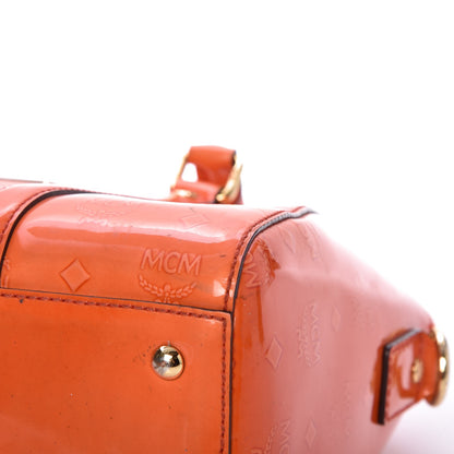 MCM Monogram Patent Zip Top Tote Orange 14 of 23