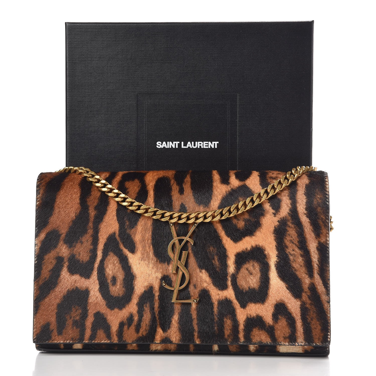 Saint Laurent Calf Hair Monogram Chain Wallet Leopard 12 of 12