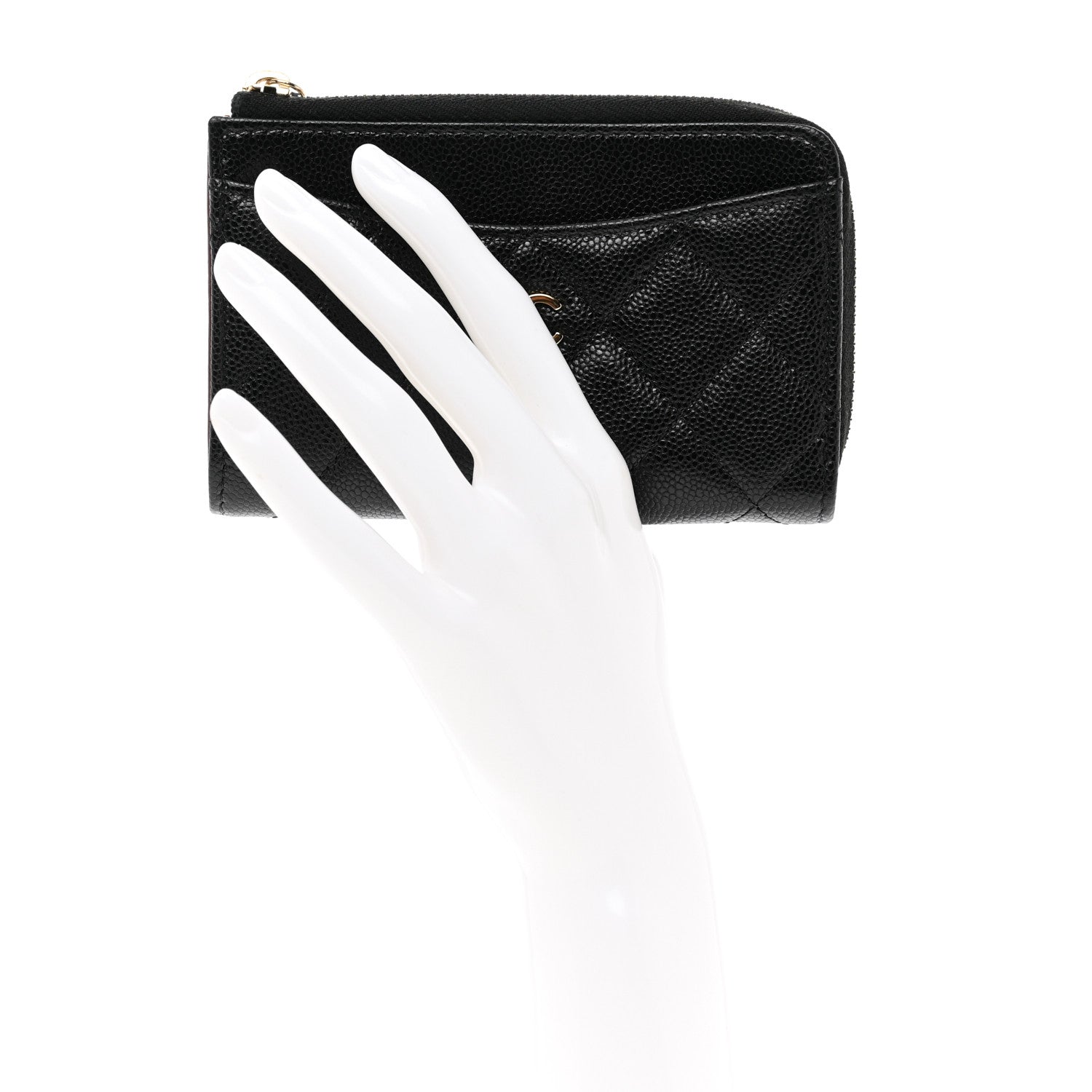Chanel Caviar Quilted CC Zip Around Card Holder Black 2 of 7
