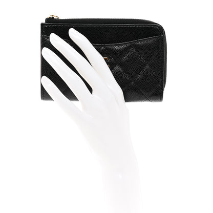 Chanel Caviar Quilted CC Zip Around Card Holder Black 2 of 7