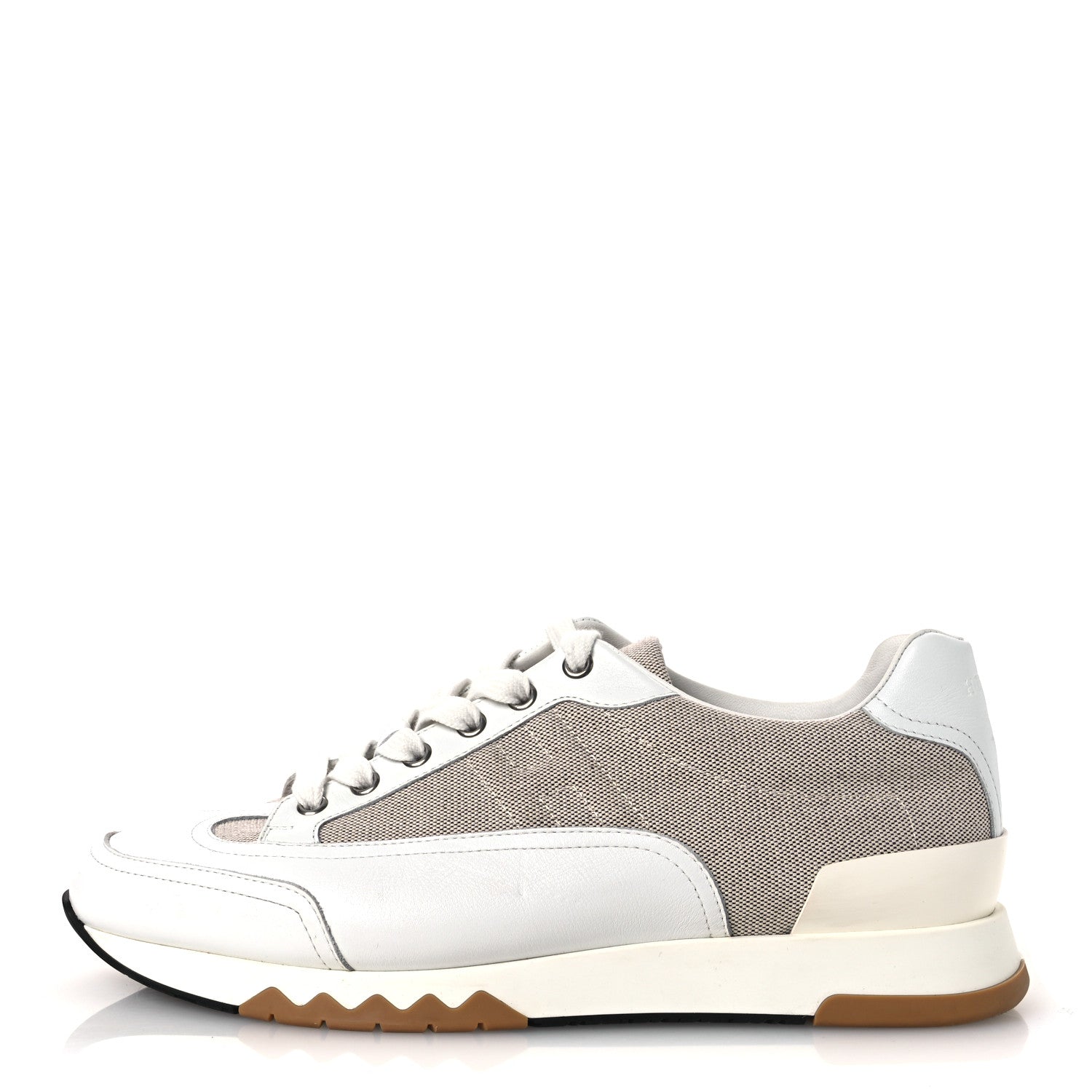 Hermes Canvas Calfskin Mens Trail Sneakers 41.5 Prunoir White 1 of 12