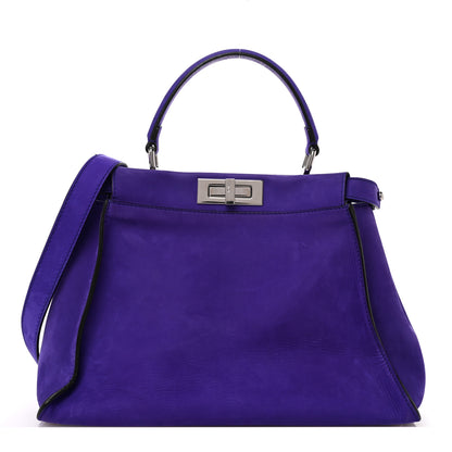 Fendi Suede Medium Peekaboo Iconic Satchel Purple 1 of 9