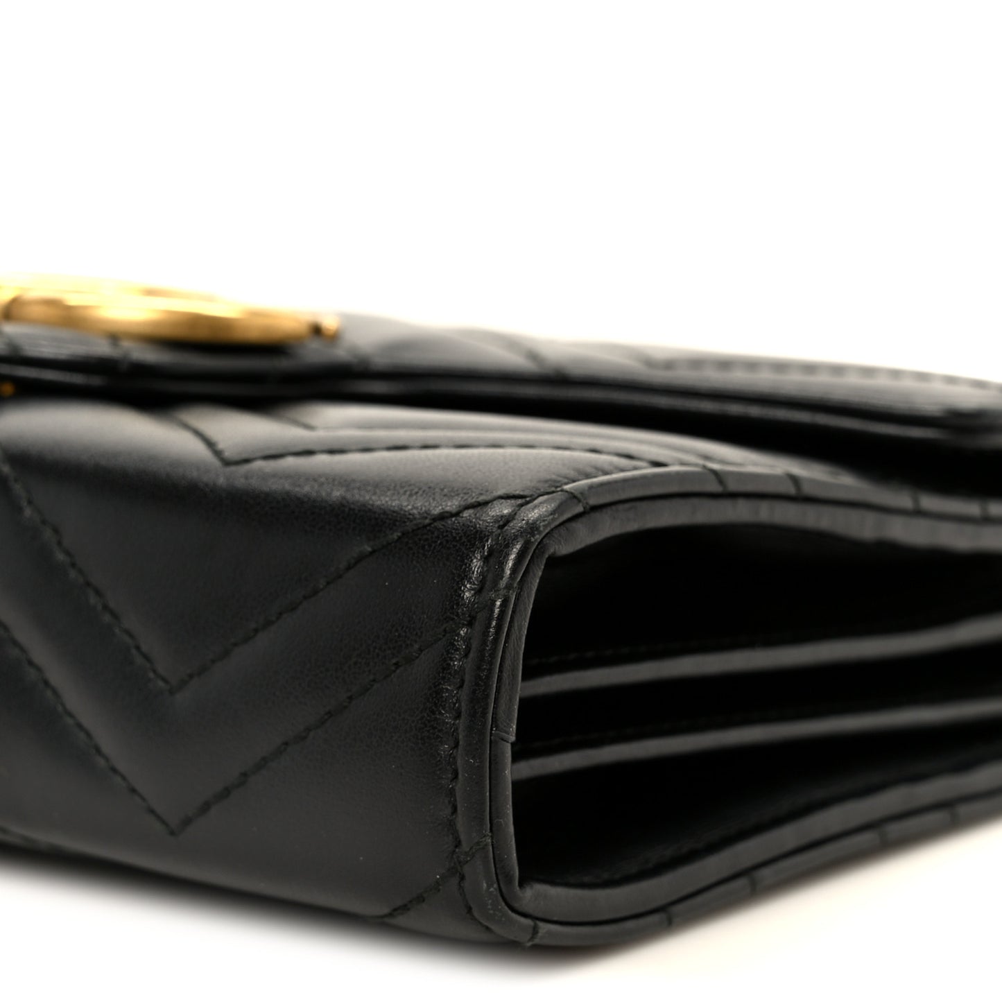 Calfskin Matelasse GG Marmont Chain Wallet Black