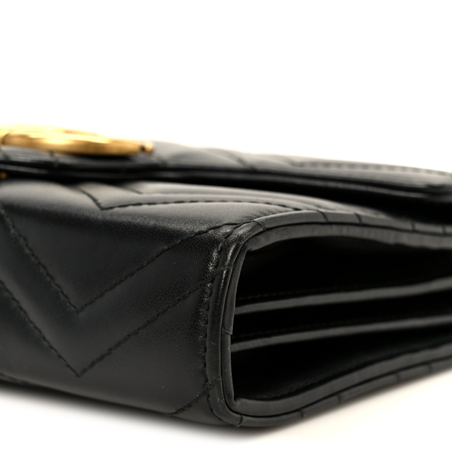 Gucci Calfskin Matelasse GG Marmont Chain Wallet Black 10 of 11