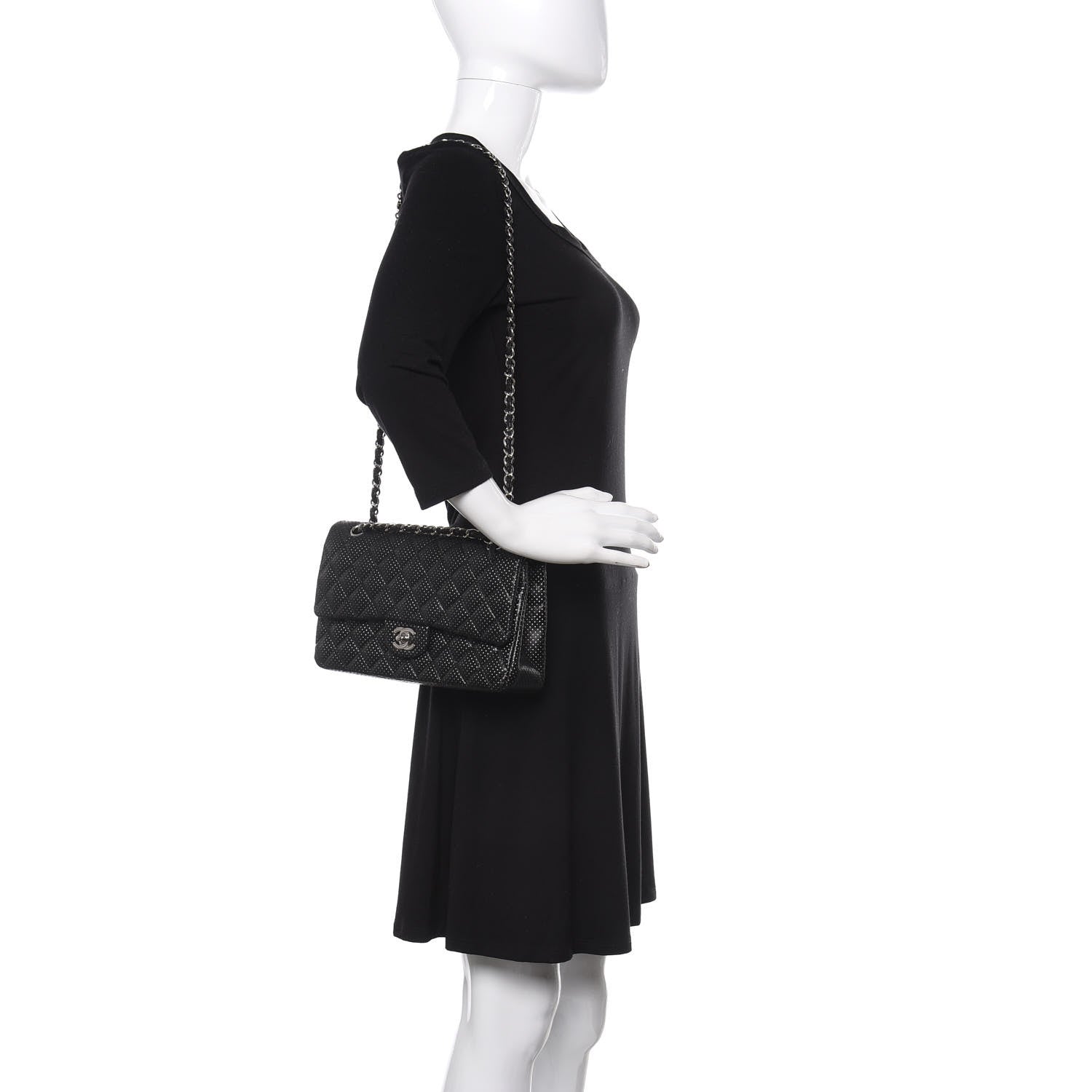 Chanel Lambskin Perforated Medium Double Flap Black 2 of 17