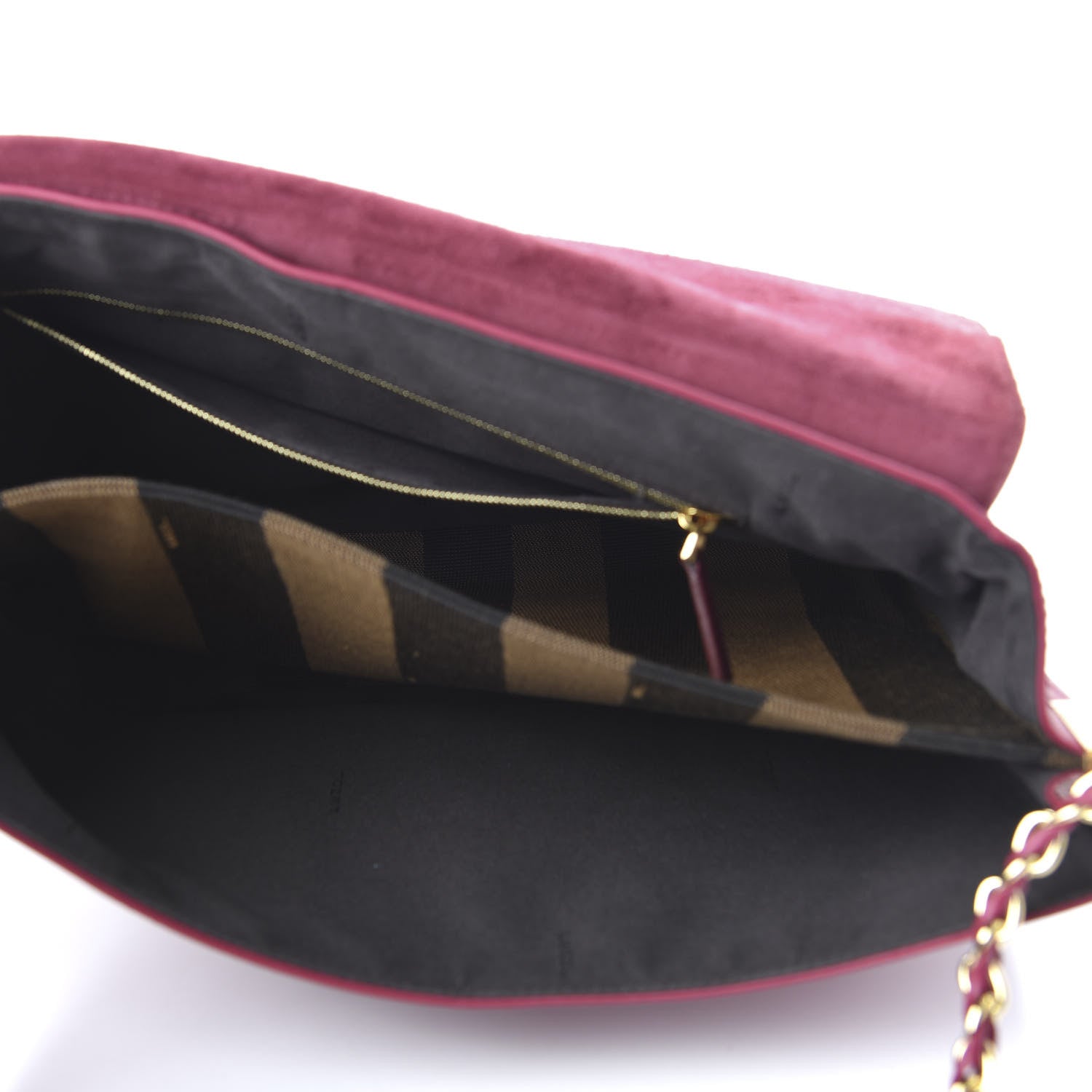 Fendi Grained Calfskin Pequin Embossed Medium Claudia Shoulder Bag Burgundy 5 of 12