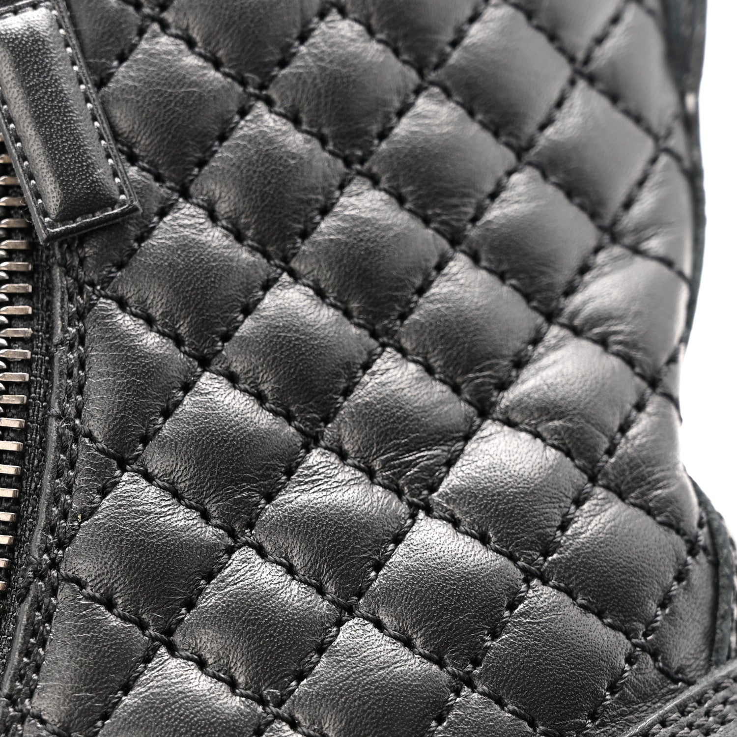 Chanel Calfskin Quilted Lace Up Combat Boots 36.5 Black 10 of 13