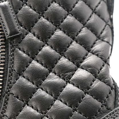 Chanel Calfskin Quilted Lace Up Combat Boots 36.5 Black 10 of 13