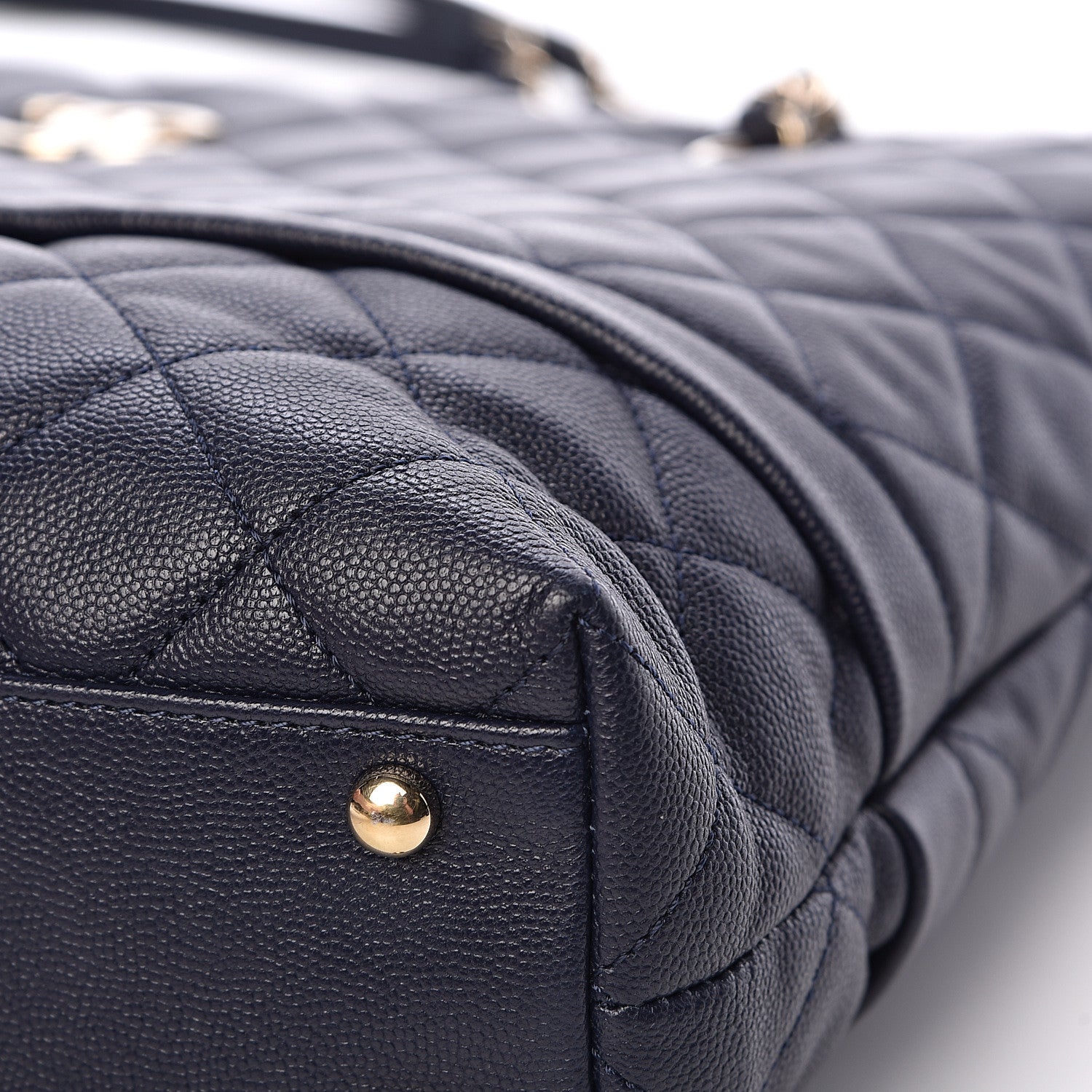 Chanel Caviar Quilted Small Zipped Shopping Tote Navy Blue 9 of 16
