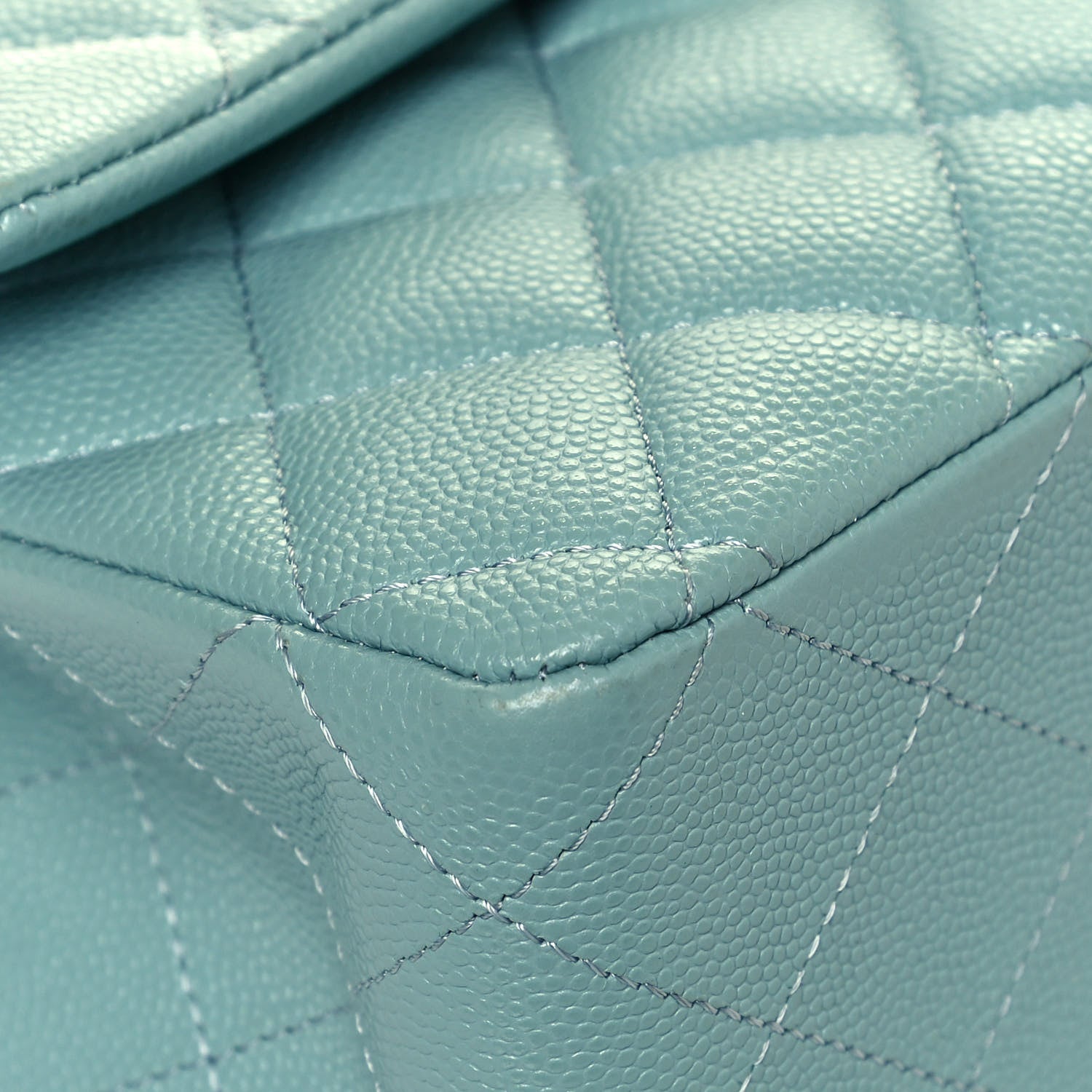 Chanel Caviar Quilted Medium Double Flap Light Blue 9 of 13