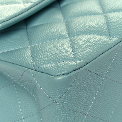 Chanel Caviar Quilted Medium Double Flap Light Blue 9 of 13